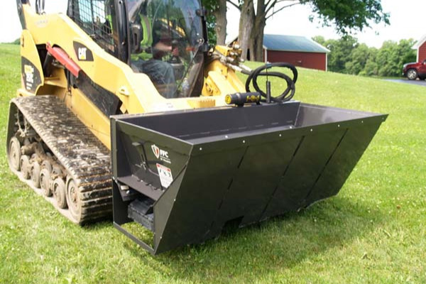 Paladin Attachments | FFC SS Side Discharge Bucket | Model 72" Sawdust Bucket for sale at Kings River Tractor Inc.